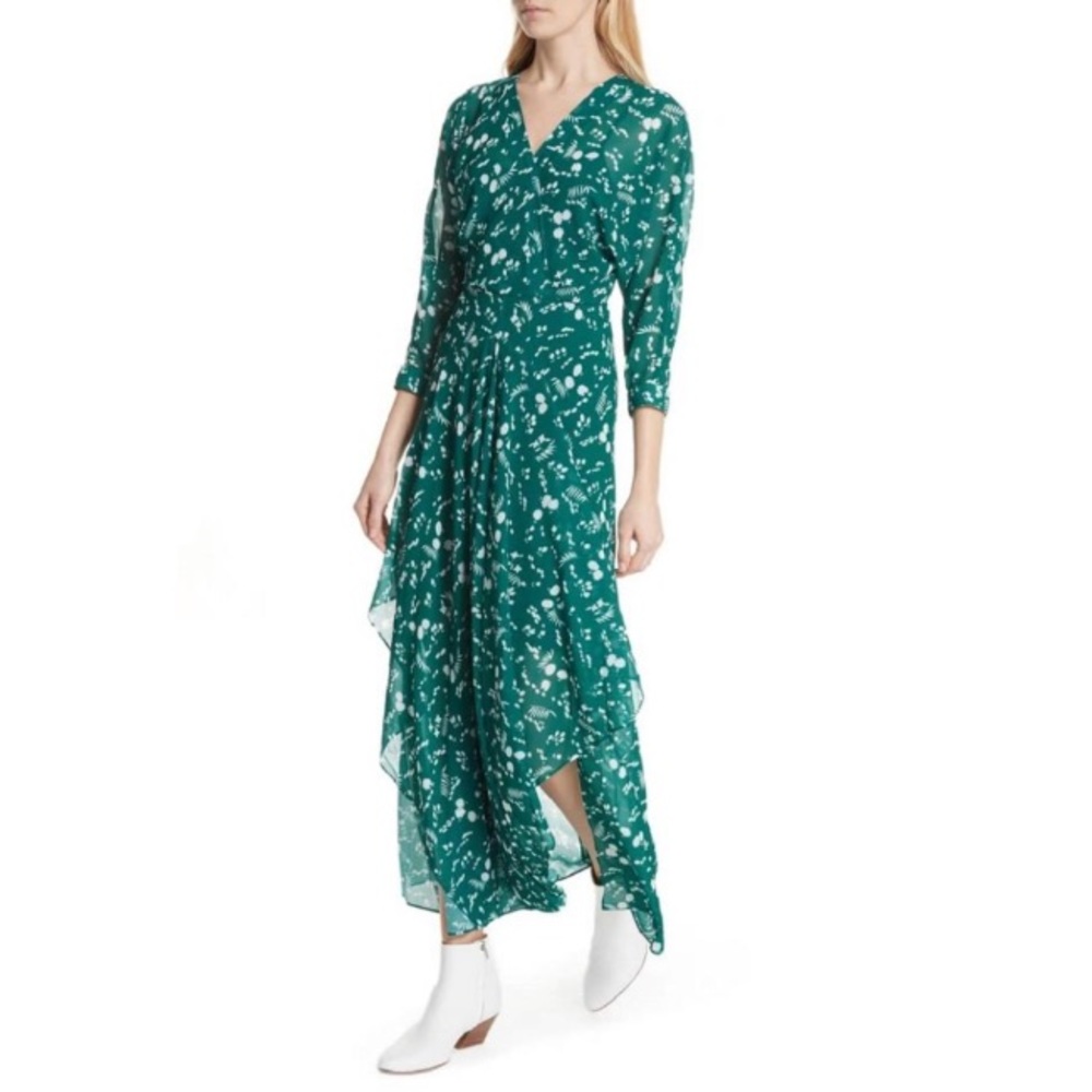 Maje Green Floral Print maxi dress size M